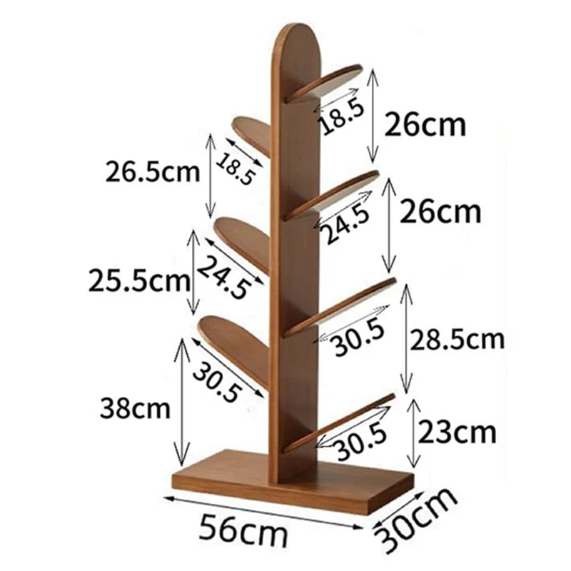 Solid Wood Bookcase Storage Rack
