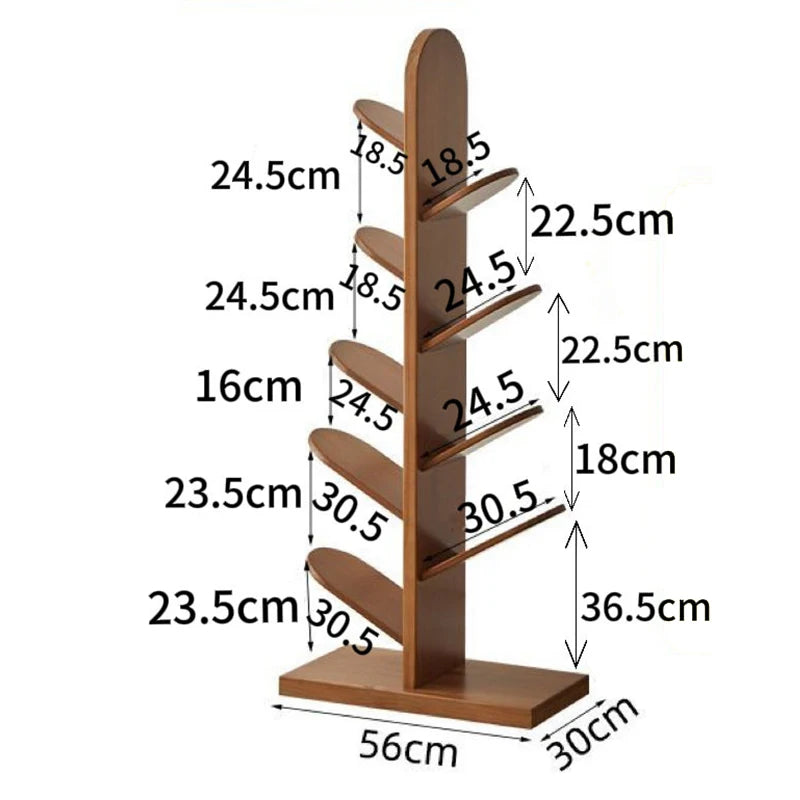 Solid Wood Bookcase Storage Rack