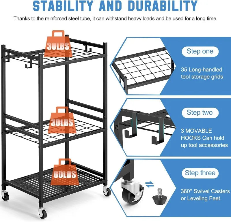 Metal Garden Tool Storage Rack