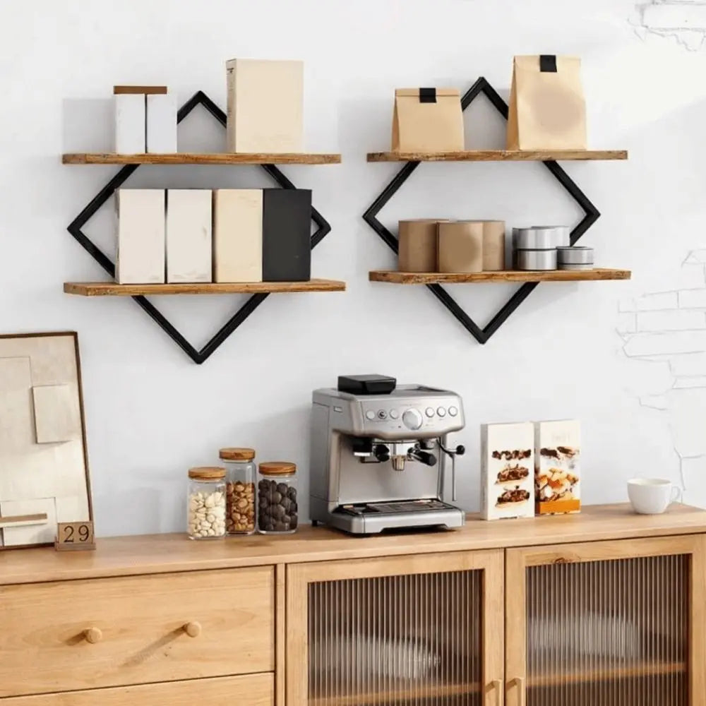 2-Tier Wood Floating Shelf Set