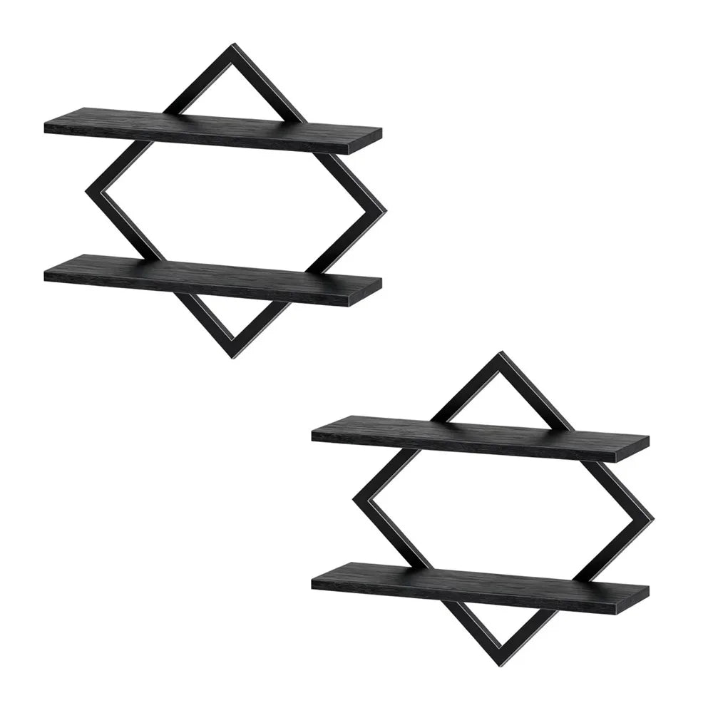 2-Tier Wood Floating Shelf Set