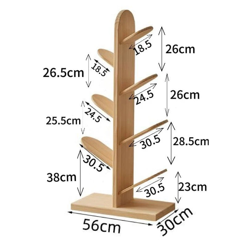 Solid Wood Bookcase Storage Rack