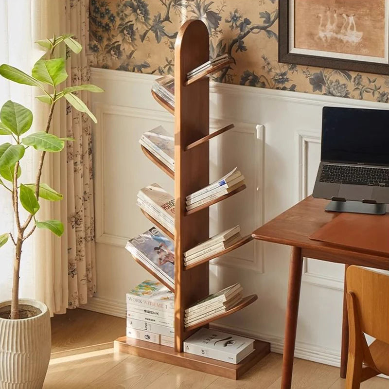 Solid Wood Bookcase Storage Rack