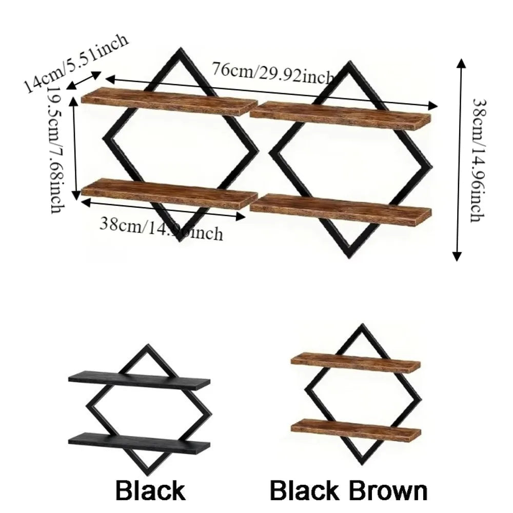 2-Tier Wood Floating Shelf Set