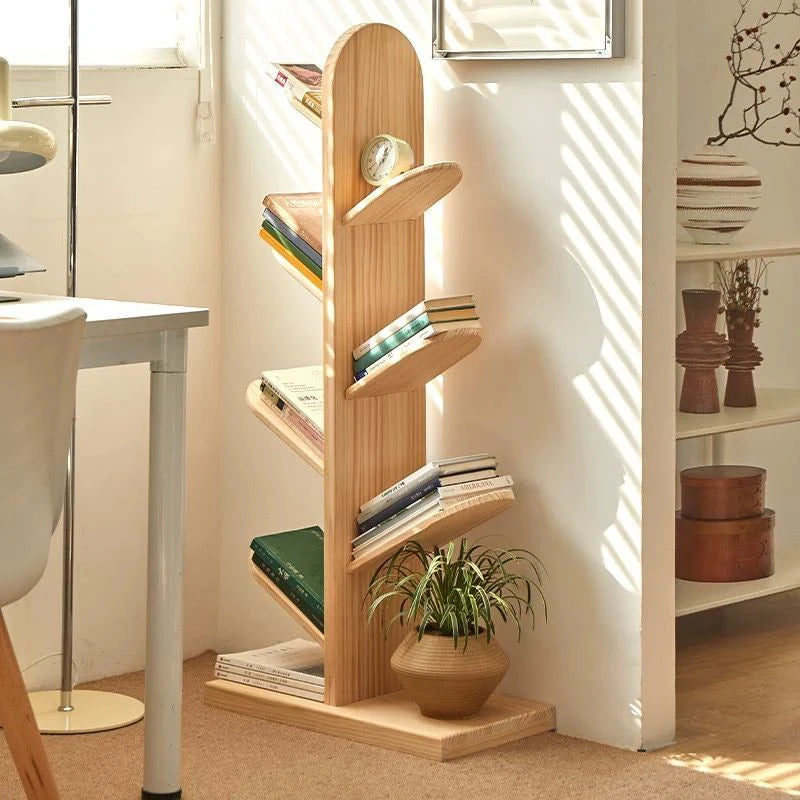 Solid Wood Bookcase Storage Rack