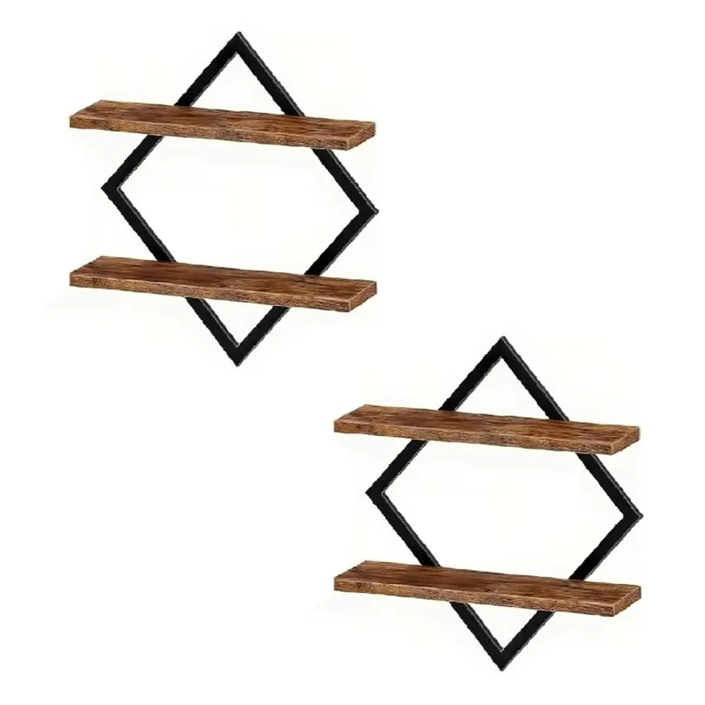 2-Tier Wood Floating Shelf Set