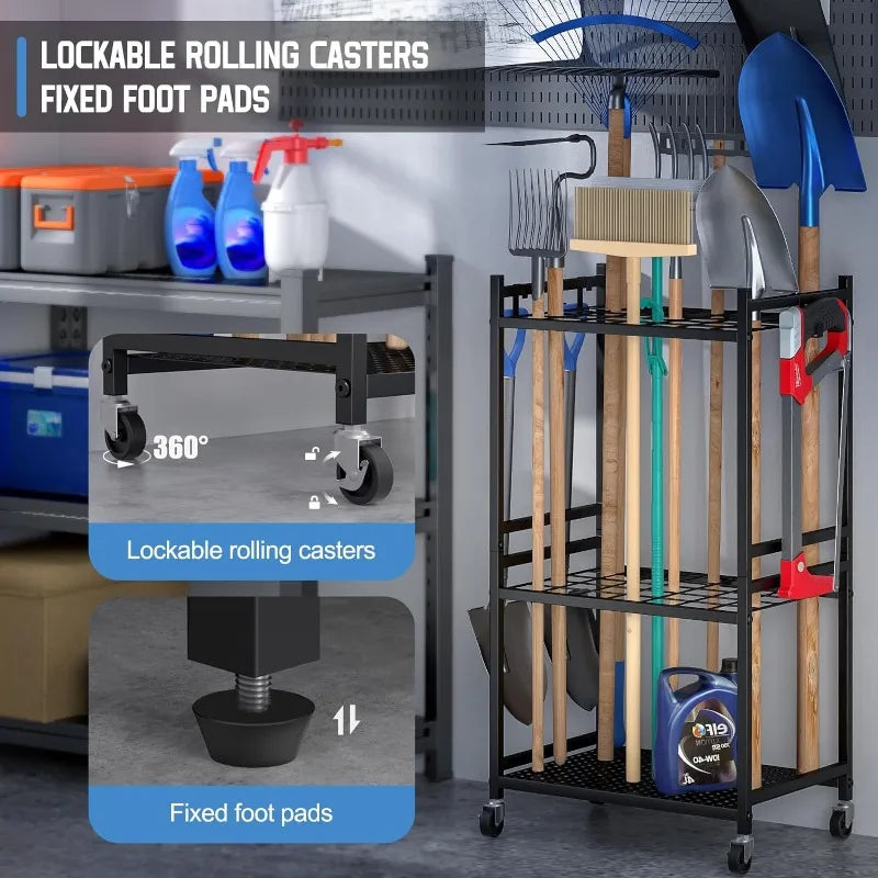 Metal Garden Tool Storage Rack
