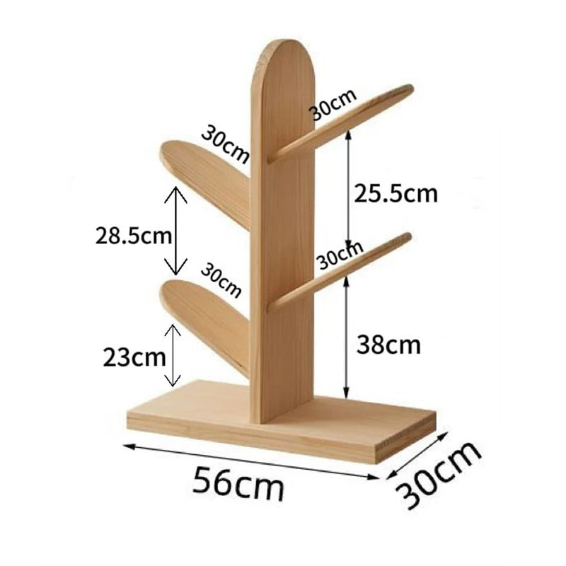 Solid Wood Bookcase Storage Rack