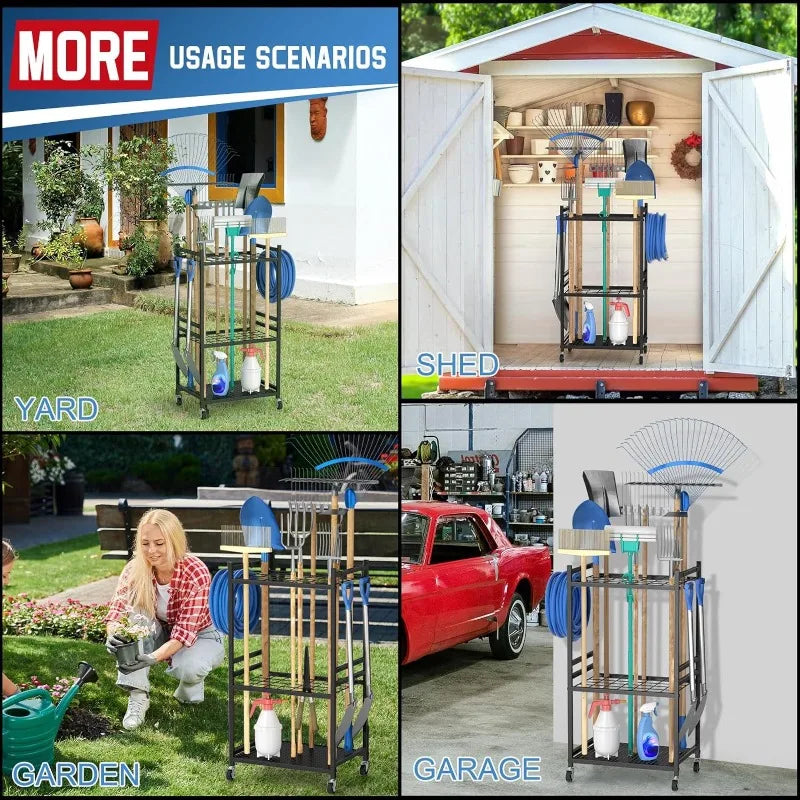 Metal Garden Tool Storage Rack