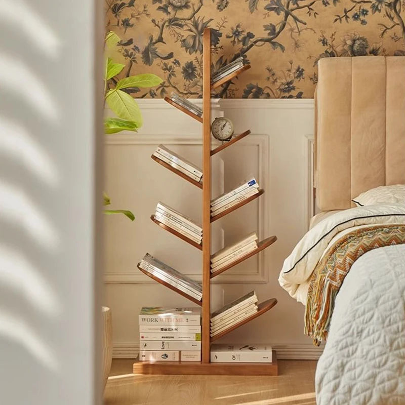 Solid Wood Bookcase Storage Rack