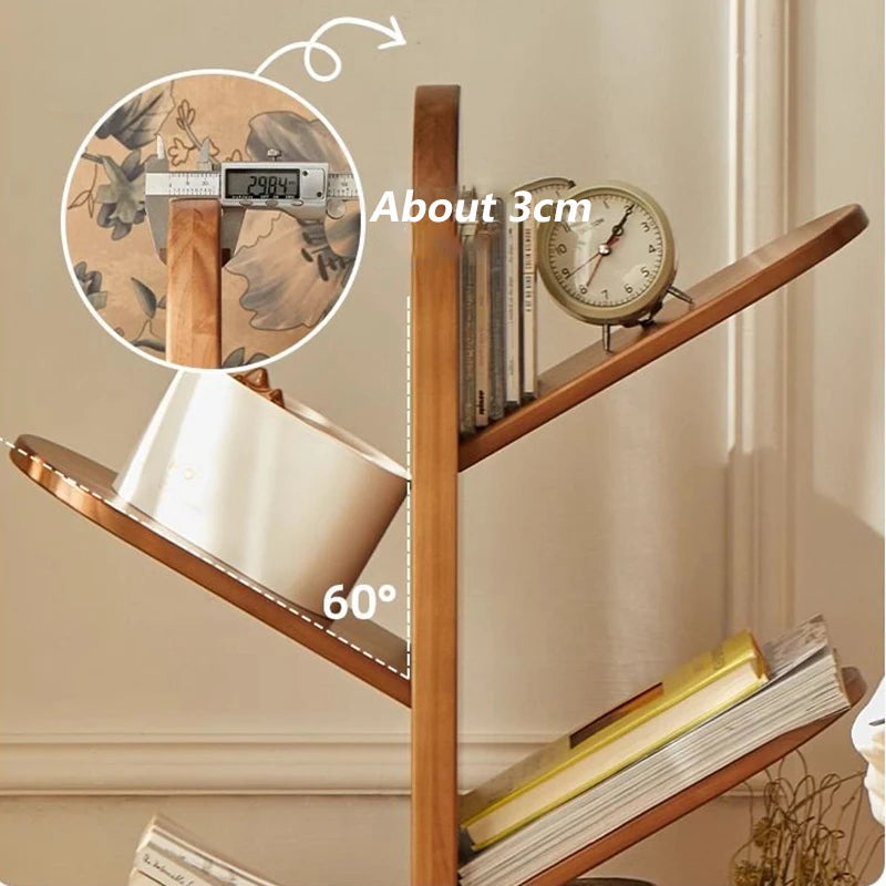 Solid Wood Bookcase Storage Rack