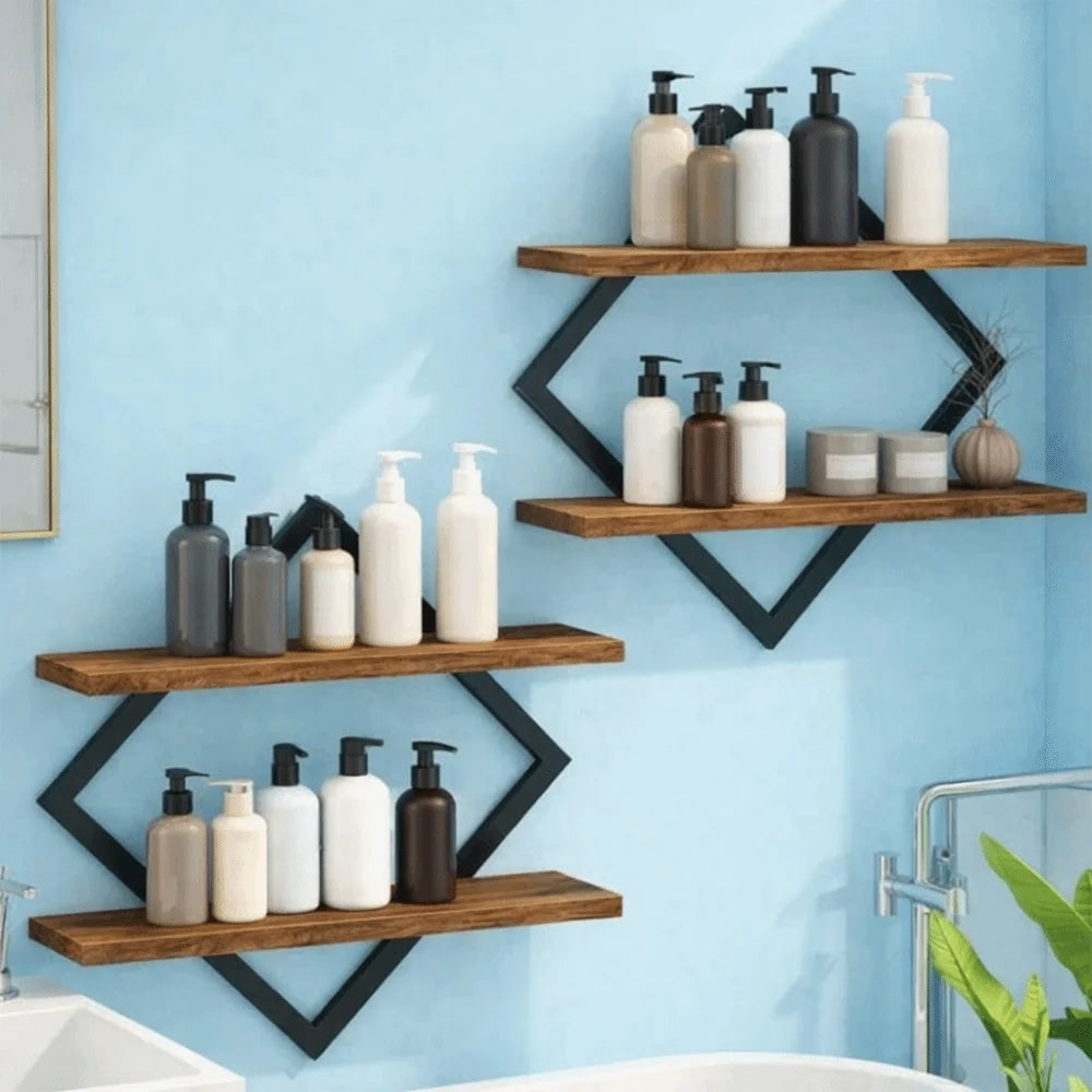2-Tier Wood Floating Shelf Set