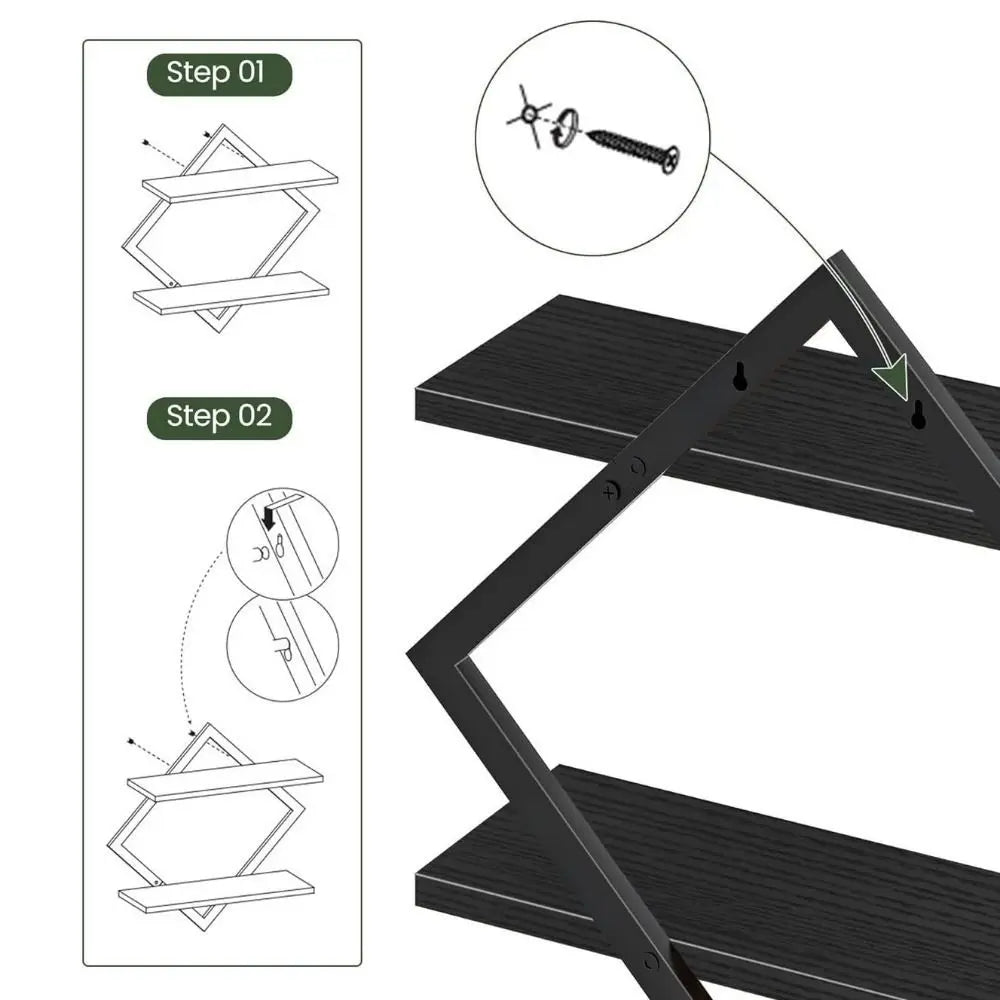 2-Tier Wood Floating Shelf Set