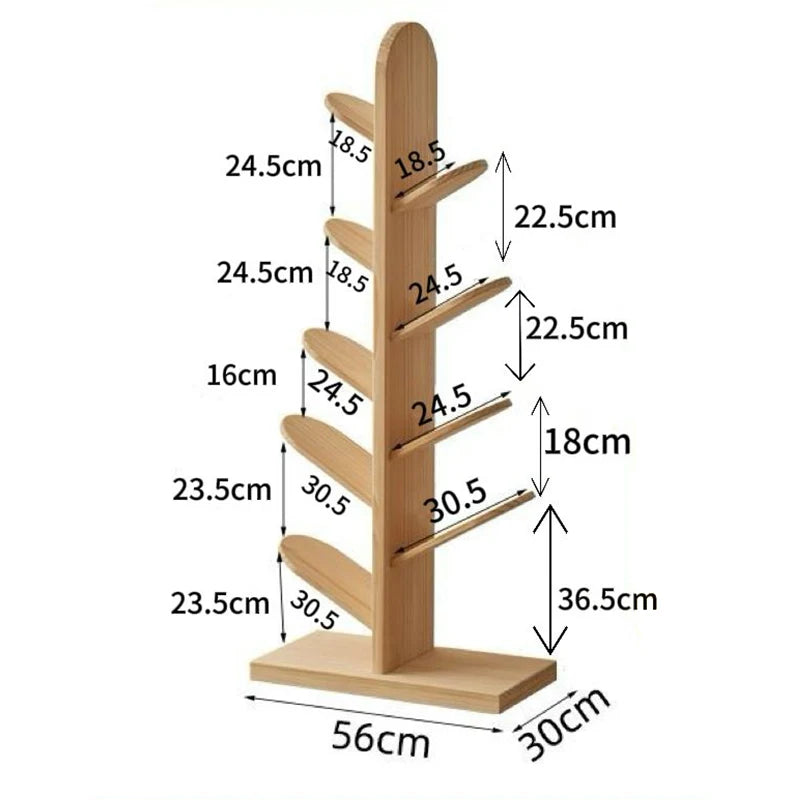 Solid Wood Bookcase Storage Rack